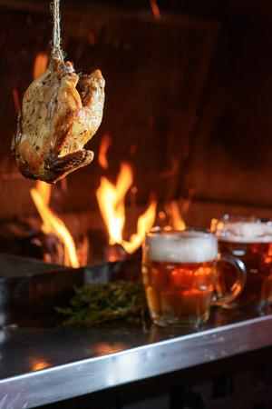 Hanged Chicken Grillの写真素材
