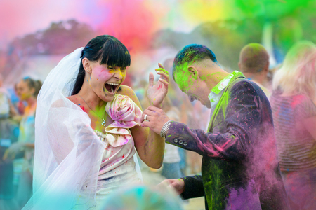 Wedding on holi festivalの写真素材