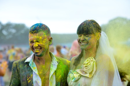 Wedding on holi festivalの写真素材