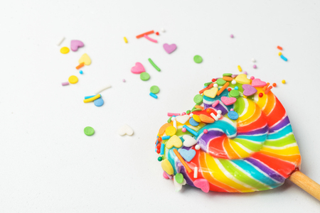 heart shaped lollipopの写真素材