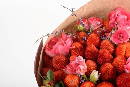 Bouquet of flowers with strawberriesの写真素材