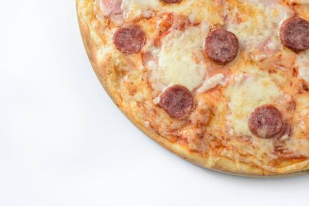 Meat and sausage pizzaの写真素材