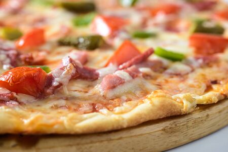 Classic ham pizzaの写真素材