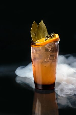 Spisy green tea cocktail on blackの写真素材