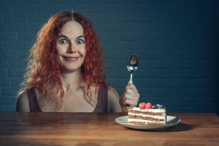 Woman and the sweet temptationの写真素材