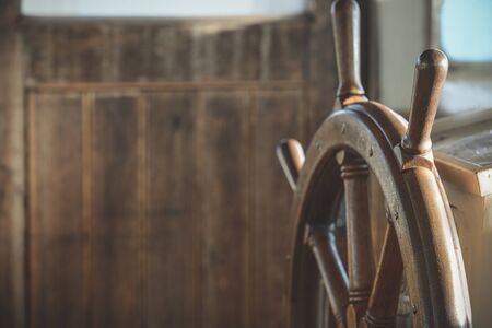 Wooden steering wheelの写真素材
