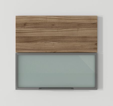 Door for kitchen cabinets walnut and aluminum 3D renderingの写真素材