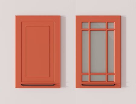 Door for kitchen cabinets salmon pink 3D renderingの写真素材