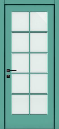 Door texture, pastel green color with glass, for modern interior 3D renderの写真素材