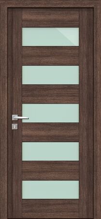 Door texture, dark walnut color with glass, for modern interior 3D renderの写真素材