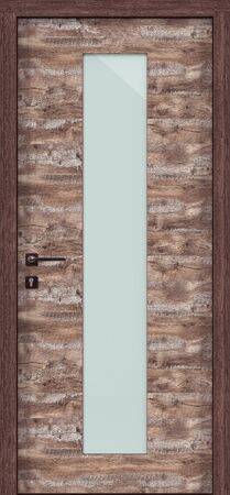 Door texture, natural wood color with glass, for loft style interior 3D renderの写真素材