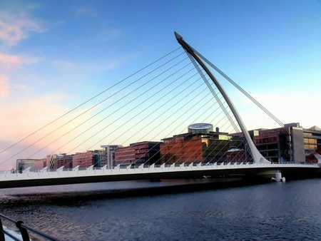 Modern bridge in Dublinの写真素材