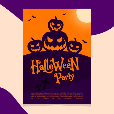 Halloween Party Flyer or Cover Design Template. Vector Illustrationのイラスト素材