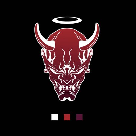 Illustration vector graphic of Hannya Mask or mask from Japan with a striking white line. Good for...