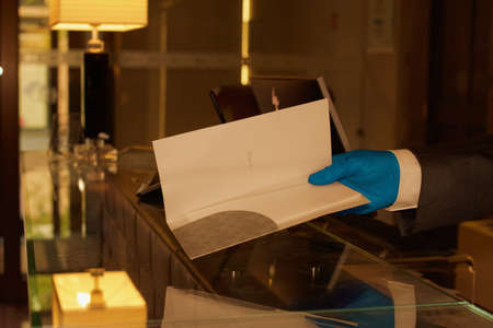 Photo taken during Corona Virus  in Italy showing the new procedure for Hotel Industry,の写真素材