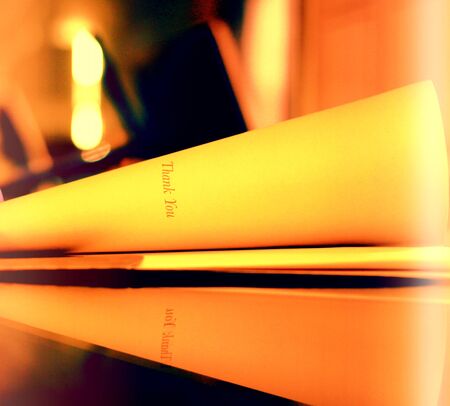 A Thank you sentence written in the billの写真素材