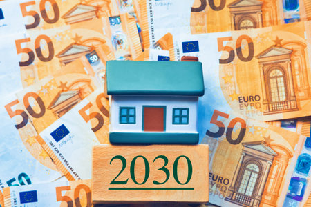 2030 Green house gas changes symbol. Business, ecological and GHG concept.の写真素材