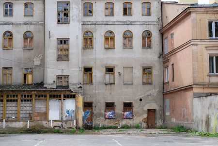 Inner city grunge apartment buildingの写真素材