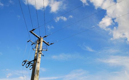 detail shot of a metal tower of Power Lines