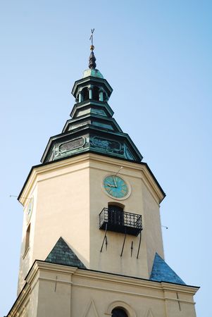Old mediterranean church tower made of stoneの写真素材