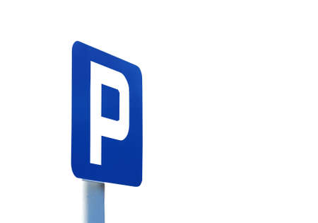 Parking sign isolated on white backgroundの写真素材