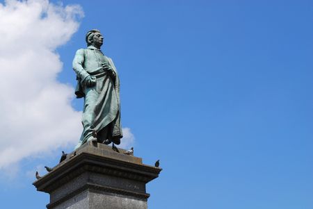 Statue of the Polish poet - Adam Mickiewicz in Cracow. Polandの写真素材