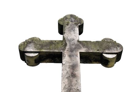 old cross isolated on white backgroundの写真素材