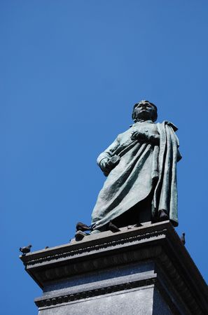 Statue of the Polish poet - Adam Mickiewicz in Cracow. Polandの写真素材