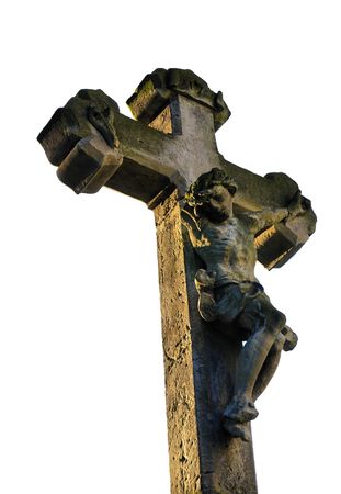 old cross isolated on white a background の写真素材