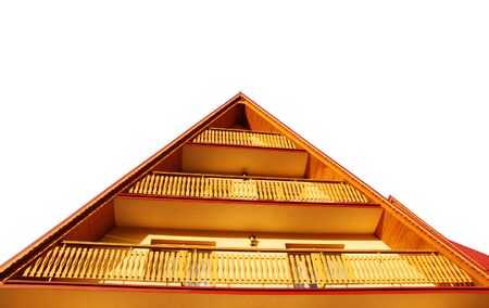 Roof and balcony isolated on white backgroundの写真素材