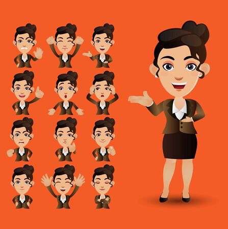 Set of businesswoman with different emotionsのイラスト素材