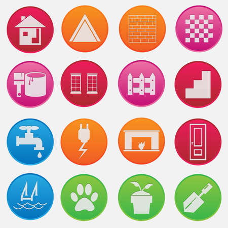 House Part Icon Set Gradient Styleのイラスト素材
