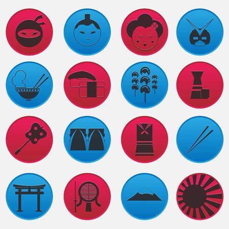 Japanese Icon Set Gradient Styleのイラスト素材