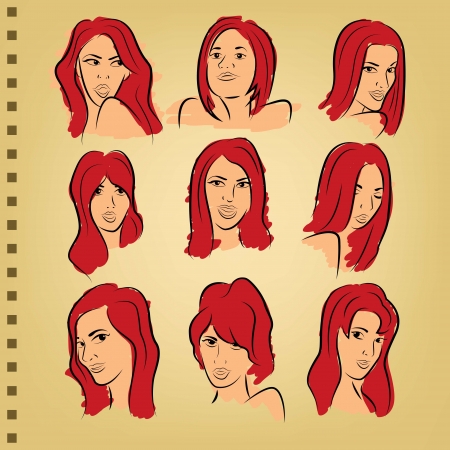 woman face on paper with colorのイラスト素材