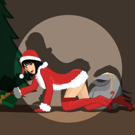Sexy girl wearing santa costume 2のイラスト素材