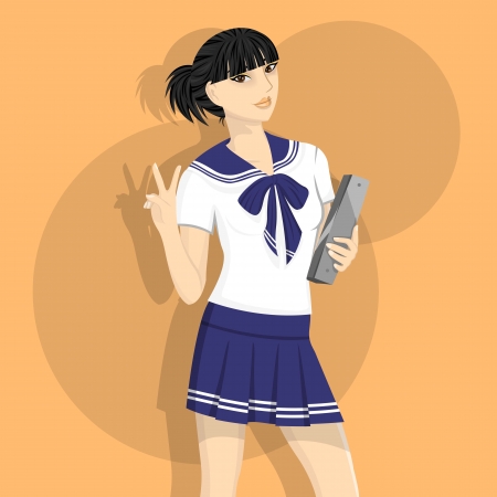 Cute Japanese School Girlのイラスト素材