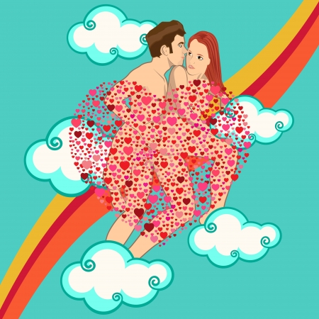 lovely couple on the sky of loveのイラスト素材
