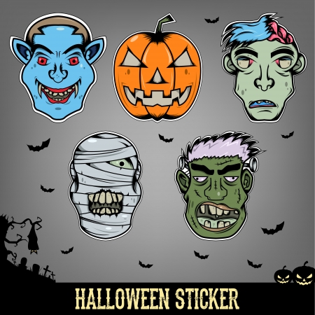 Halloween Sticker Monsterのイラスト素材