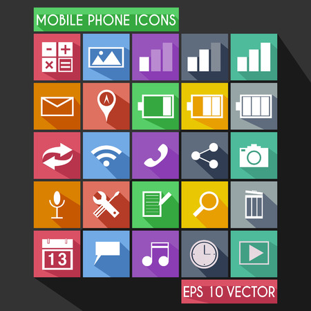 Mobile Phone Flat Icon Long Shadowのイラスト素材