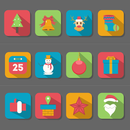 christmas flat design iconのイラスト素材