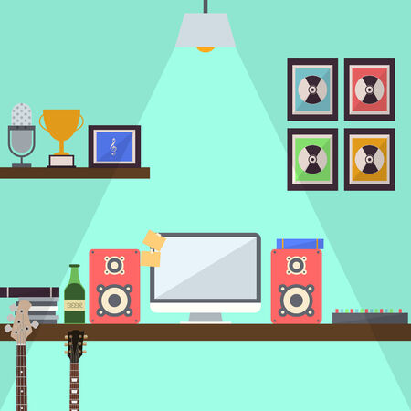 Musician Studio Workstation Flat Designのイラスト素材