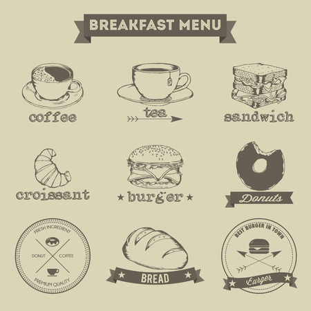 Breakfast Menu Hand Drawing Styleのイラスト素材