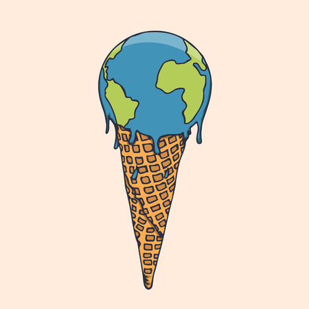 Earth Cream Cone Save The Planet Poster Conceptのイラスト素材