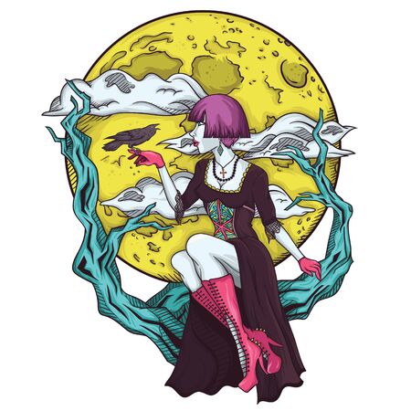 Isolated cartoon gothic princes of the moonのイラスト素材