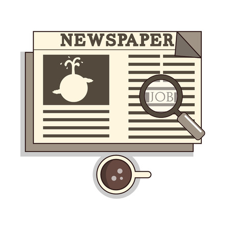 Isolated cartoon oldschool job seeker from newspaperのイラスト素材