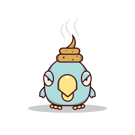 Isolated cartoon blue little bird get lucky on his headのイラスト素材