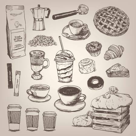 Coffee shop vintage design elementのイラスト素材