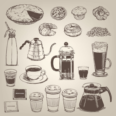Coffee shop vintage design elementのイラスト素材