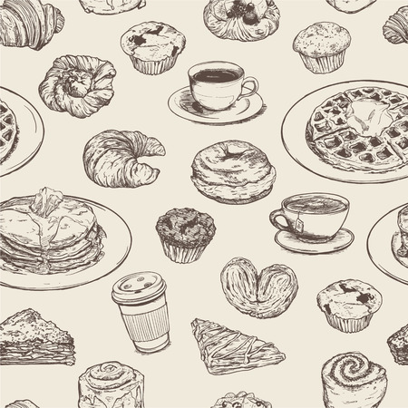 Breakfast meal seamless patternのイラスト素材