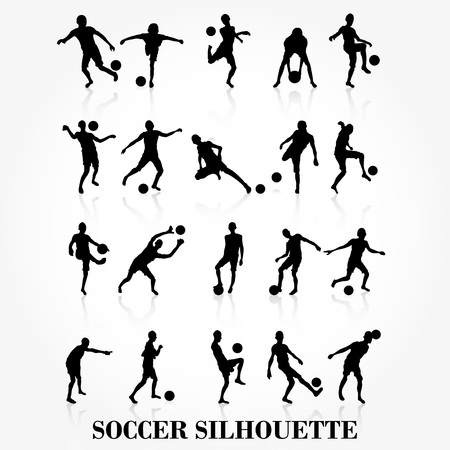 Soccer player silhouette collectionのイラスト素材